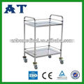 Krankenhaus Edelstahl 2-Tier Sammeln Trolley Hand Truck